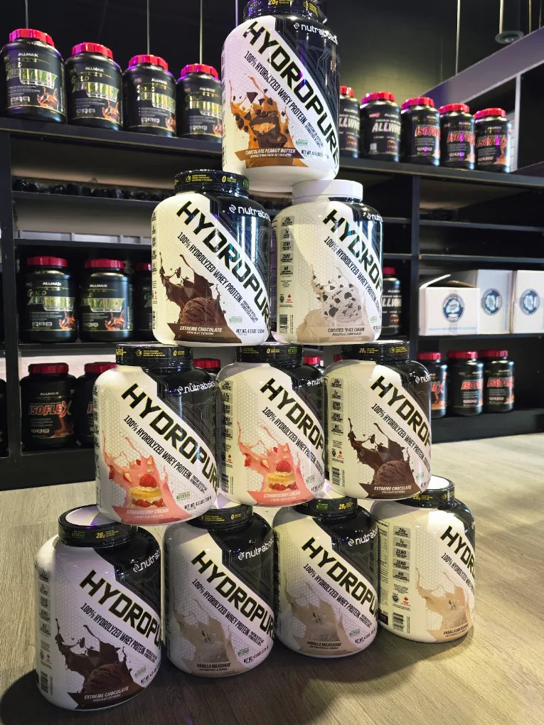 Nutrabolics HydroPure display photographed inside the SuppVerse store