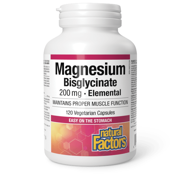 Natural Factors Magnesium Bisglycinate Pure 200 mg — 120 Veggie Capsules