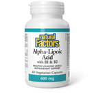 Natural Factors Alpha Lipoic Acid B1 B2 600mg 60 veggie capsules