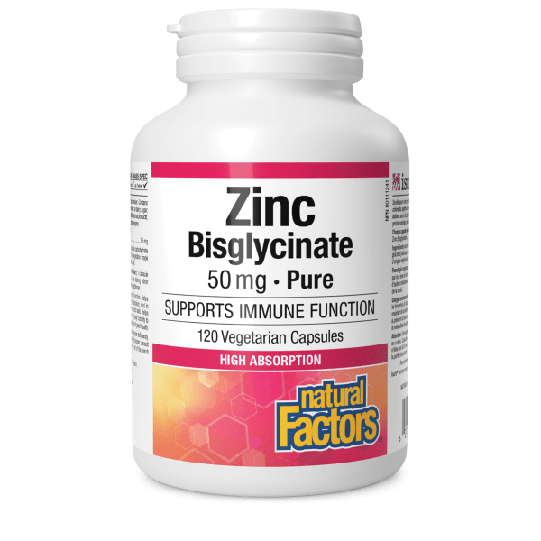 Natural Factors Zinc Bisglycinate 50 mg — 120 Veggie Capsules